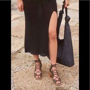 New Free People Lahaina Woven Heels Green 9